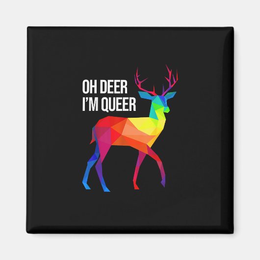 Oh Deer Queer LGBTプライドお祝いデザイン マグネット (正面)