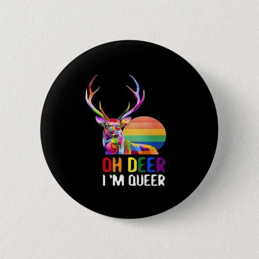 Oh Deer Queer Minimal Modern Style  缶バッジ (正面)