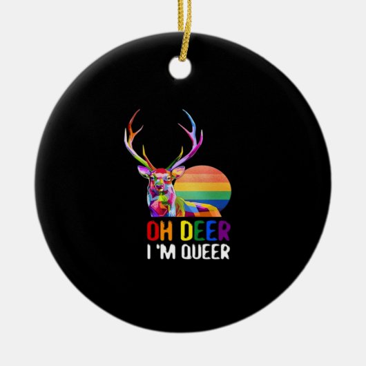 Oh Deer Queer Minimal Modern Style Ornament セラミックオーナメント (正面)