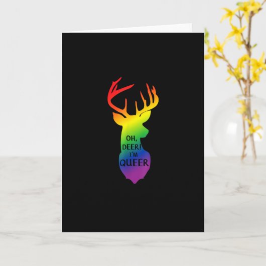 Oh Deer Queer Pride Celebration Funny LGBT Gift カード (黄色い花)