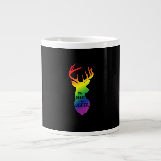 Oh Deer Queer Pride Celebration Funny LGBT Gift  ジャンボコーヒーマグカップ (正面)