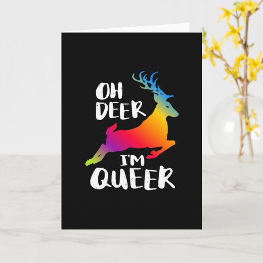 Oh Deer Queer Pride Minimal ArFolded Greeting Card カード (黄色い花)