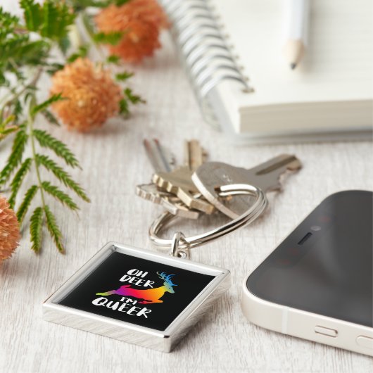 Oh Deer Queer Pride Minimal Artistic Style  キーホルダー (側面)