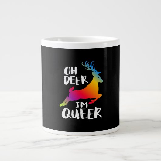 Oh Deer Queer Pride Minimal Artistic Style  ジャンボコーヒーマグカップ (正面)