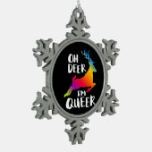 Oh Deer Queer Pride Minimal Artistic Style  スノーフレークピューターオーナメント (左)