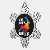 Oh Deer Queer Pride Minimal Artistic Style  スノーフレークピューターオーナメント (右)