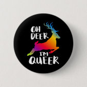 Oh Deer Queer Pride Minimal Artistic Style  缶バッジ (正面)