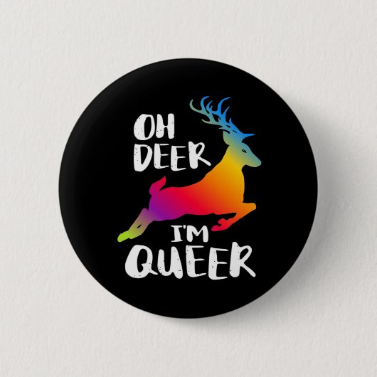 Oh Deer Queer Pride Minimal Artistic Style  缶バッジ (正面)