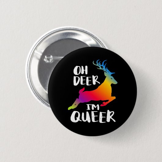 Oh Deer Queer Pride Minimal Artistic Style 缶バッジ (正面&裏面)