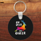 Oh Deer Queer Pride Minimal Artistic StyleKeychain キーホルダー (正面)