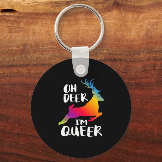 Oh Deer Queer Pride Minimal Artistic StyleKeychain キーホルダー (正面)