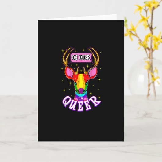 Oh Deer Queer Pride Month Celebration Gift カード (黄色い花)