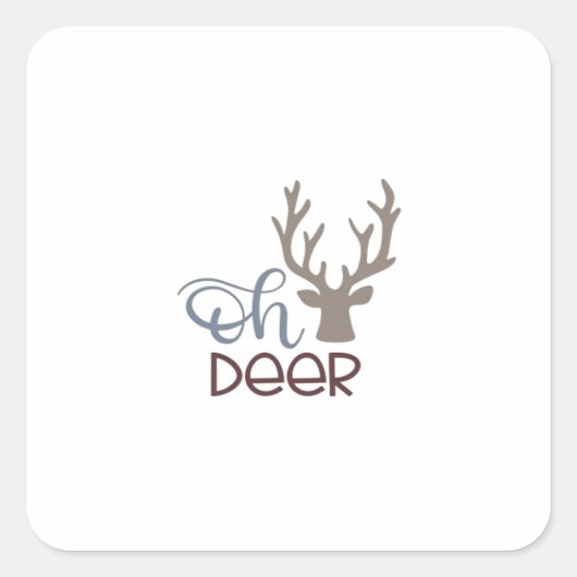 Oh Deer Retro Classic Design スクエアシール (正面)