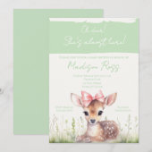 Oh Deer She’s Almost Here Baby Shower Invitation 招待状 (正面/裏面)