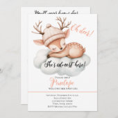 Oh Deer, She's Almost Here Baby Shower Invitation  招待状 (正面/裏面)