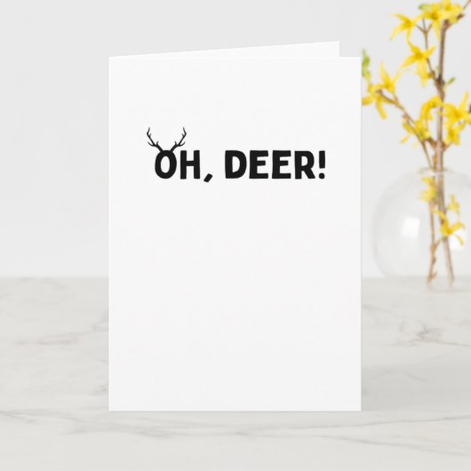 Oh Deer Simple Aesthetic Folded Greeting Card カード (黄色い花)