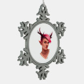 Oh Deer Simple Creative Style  スノーフレークピューターオーナメント (左)