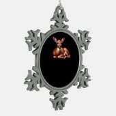 Oh Deer Trendy Modern Aesthetic  スノーフレークピューターオーナメント (左)