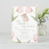 Oh Deer Tulips Pink Baby Shower 招待状 (スタンド正面)