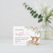 Oh Deer Twin Girls Baby Shower Diaper Raffle  エンクロージャーカード (スタンド正面)
