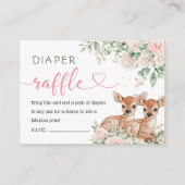 Oh Deer Twin Girls Baby Shower Diaper Raffle  エンクロージャーカード (正面)