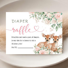Oh Deer Twin Girls Baby Shower Diaper Raffle  エンクロージャーカード