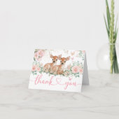 Oh Deer Twin Girls Baby Shower Folded Thank You サンキューカード (正面)