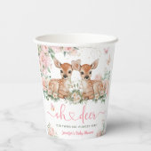 Oh Deer Twin Girls Baby Shower Pink 紙コップ (裏面)