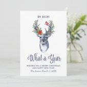Oh Deer What a Yearメリークリスマスグリーティングフォト シーズンカード (スタンド正面)