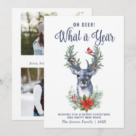 Oh Deer What a Yearメリークリスマスグリーティングフォト シーズンカード