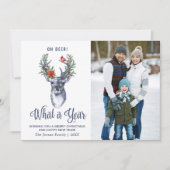 Oh Deer What a Yearメリークリスマスグリーティングフォト シーズンカード (正面)