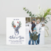 Oh Deer What a Yearメリークリスマスグリーティングフォト シーズンカード (スタンド正面)