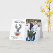 Oh Deer What a yearメリークリスマスフォトホリデー カード (黄色い花)