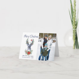Oh Deer What a yearメリークリスマス2フォトカード カード