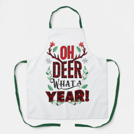 OH DEER What a Year おもしろい Holiday エプロン