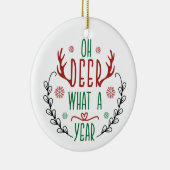 OH DEER What A Year |かわいいベビートナカイおもしろい セラミックオーナメント (右)