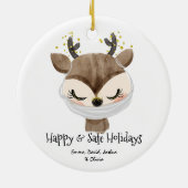 OH DEER What A Year |かわいいベビートナカイおもしろい セラミックオーナメント (裏面)