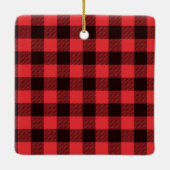 Oh Deer What a Year 2020 Red Buffalo Plaid Name セラミックオーナメント (裏面)
