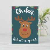 Oh Deer What a Year Christmas Animal Non Photo シーズンカード (スタンド正面)