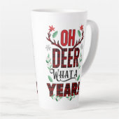 Oh Deer What a Year Christmas Plaid カフェラテマグ (右アングル)