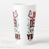 Oh Deer What a Year Christmas Plaid カフェラテマグ (正面)