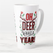 Oh Deer What a Year Christmas Plaid カフェラテマグ (右アングル)