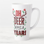 Oh Deer What a Year Christmas Plaid カフェラテマグ (右)
