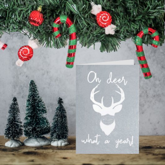 Oh Deer, What A Year! Funny Christmas 箔カード