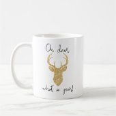 Oh Deer, What A Year! Funny Christmas Holiday コーヒーマグカップ (左)