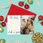 Oh Deer, What A Year! Funny Christmas Photo Real 箔シーズンカード<br><div class="desc">Send out this year's holiday greetings in style with these unique and modern real foil pressed holiday cards. Easily add your own photo and custom wording to these holiday cards by using the "Edit this design template" section,  or click the "Customize it" button to access more advanced editing tools.</div>