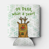 Oh Deer What a Year Funny Drawing Snowflake 缶クーラー (裏面)