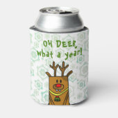 Oh Deer What a Year Funny Drawing Snowflake 缶クーラー (缶裏面)