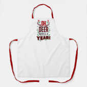 OH DEER What a Year Funny Holiday エプロン (正面)