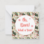 Oh, Deer What a Year Funny Holiday ノートカード (正面)